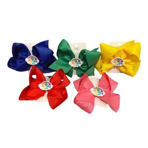 5pc Care Bears Inspired Grosgrain Ribbon Hair Bows Set Multicolor Large 6 Inch